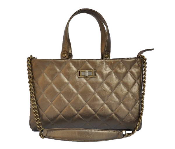 Replica Chanel Glazed Crackled Calfskin Tote Bag A66818 Bronze On Sale